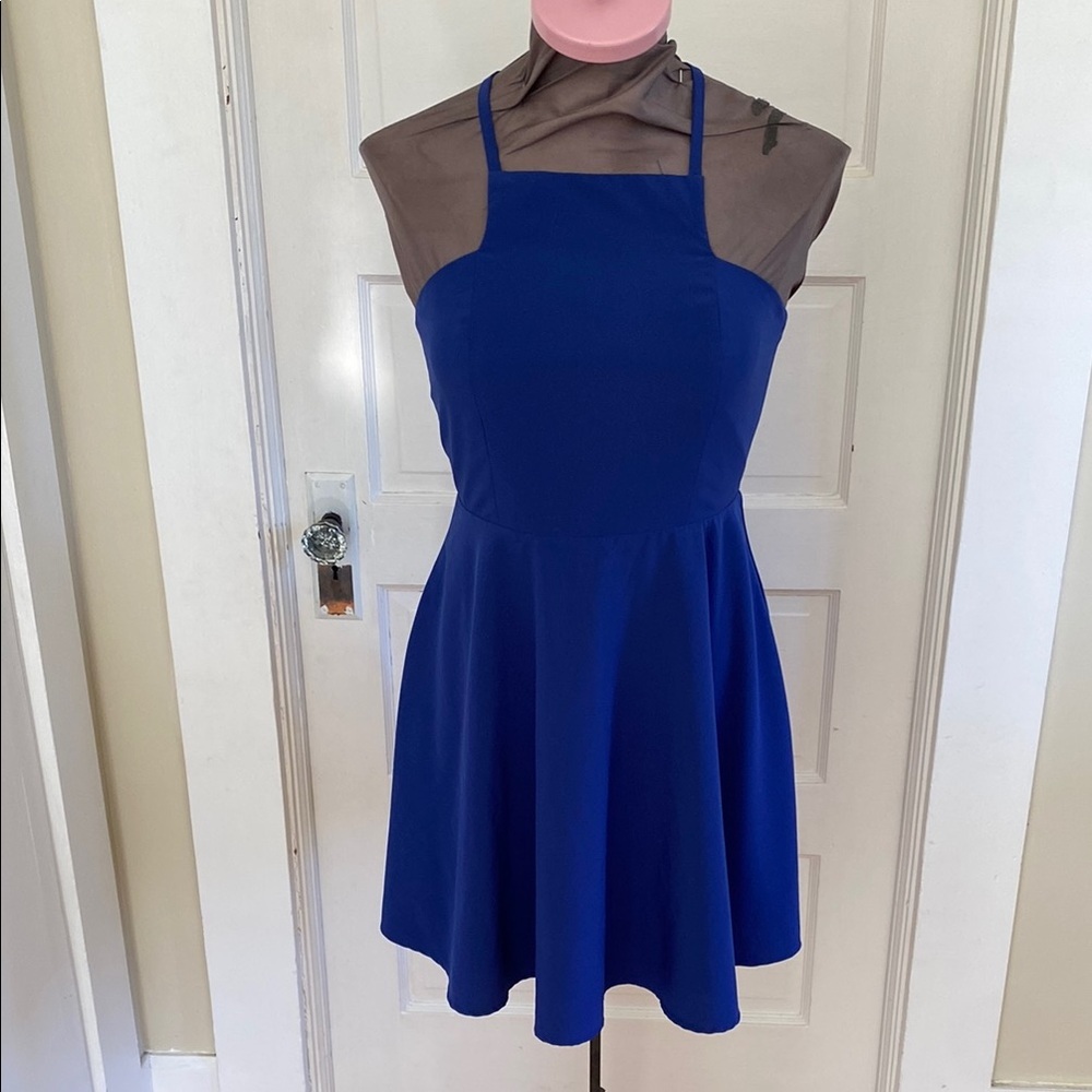 Lulus Cobalt Blue Sleeveless Fit and Flare Dress Medium
